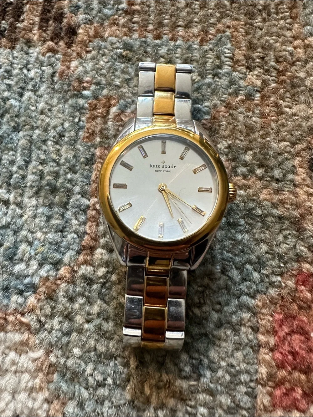 kate spade Two-Tone Gold & Silver Link Bracelet Watch with White Dial